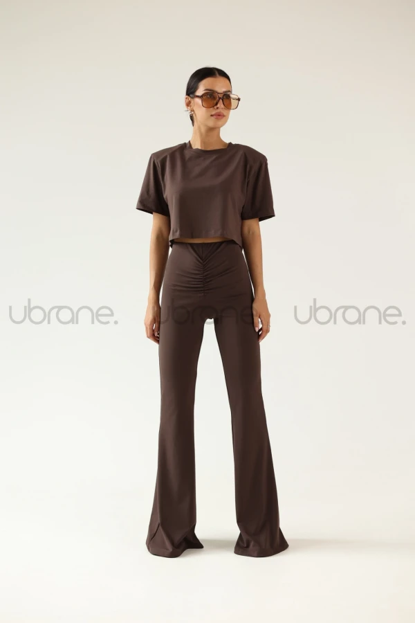 SPODNIE DZWONY FASHION CZEKOLADA 2