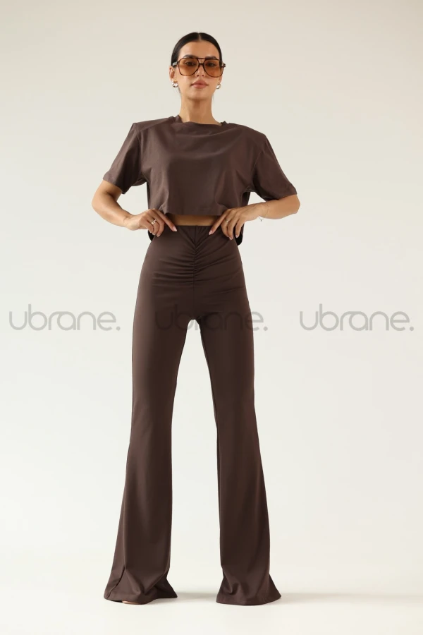 SPODNIE DZWONY FASHION CZEKOLADA 3