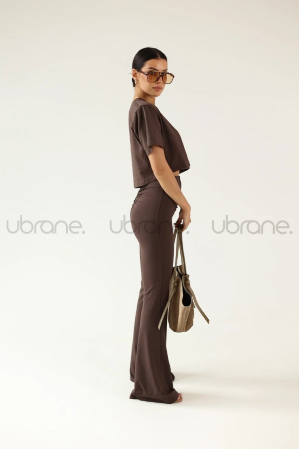 SPODNIE DZWONY FASHION CZEKOLADA 5