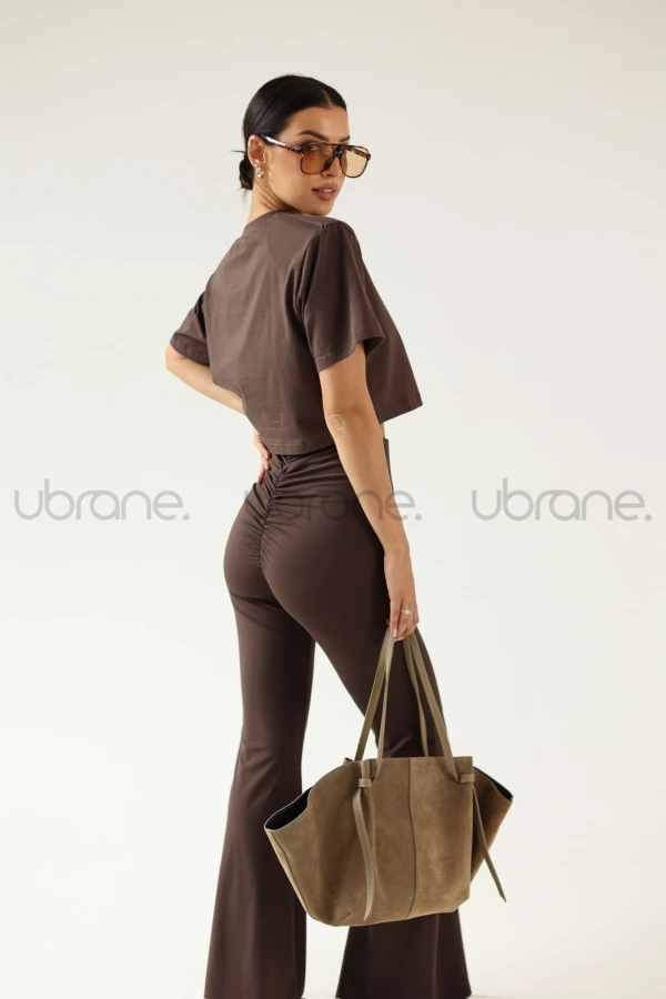 SPODNIE DZWONY FASHION CZEKOLADA 6