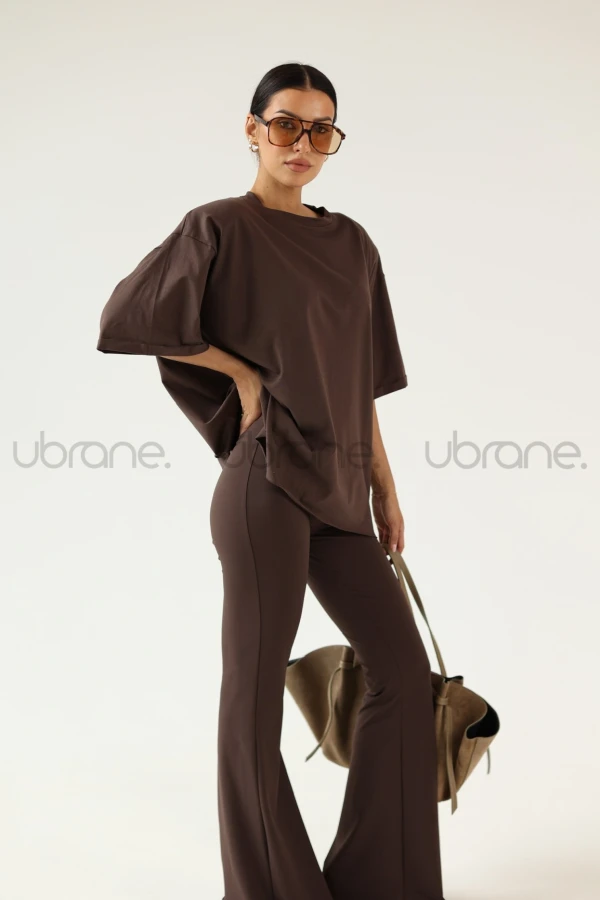 SPODNIE DZWONY FASHION CZEKOLADA 7