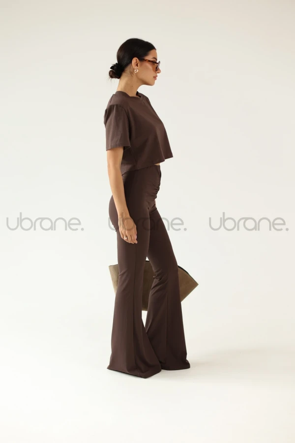 SPODNIE DZWONY FASHION CZEKOLADA 9