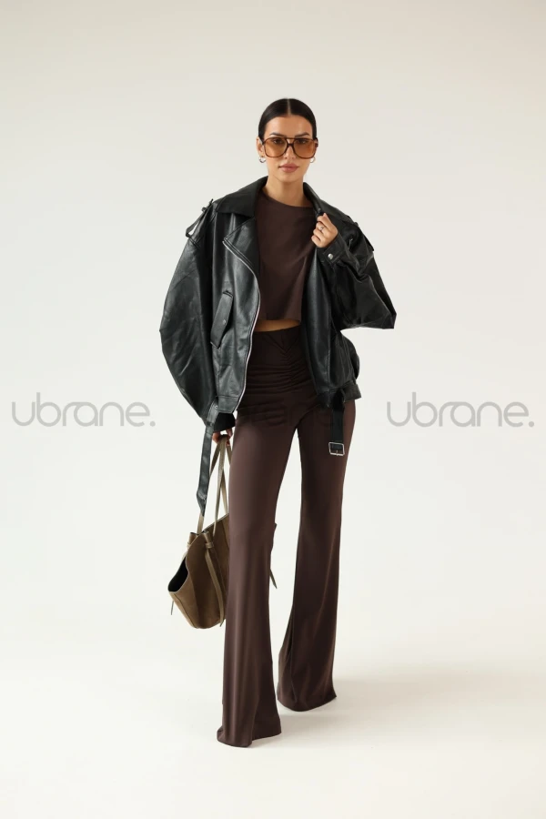 SPODNIE DZWONY FASHION CZEKOLADA 10