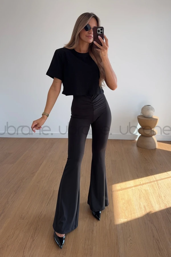 SPODNIE DZWONY FASHION CZARNE 10