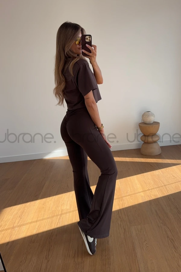 SPODNIE DZWONY FASHION CZEKOLADA 17