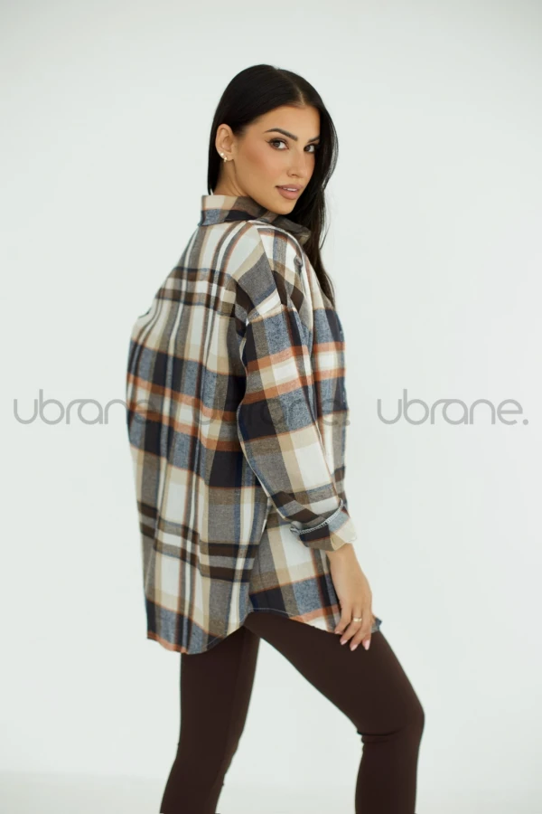 KOSZULA KRATA BEŻ BŁĘKIT CZERWIEŃ KATIA