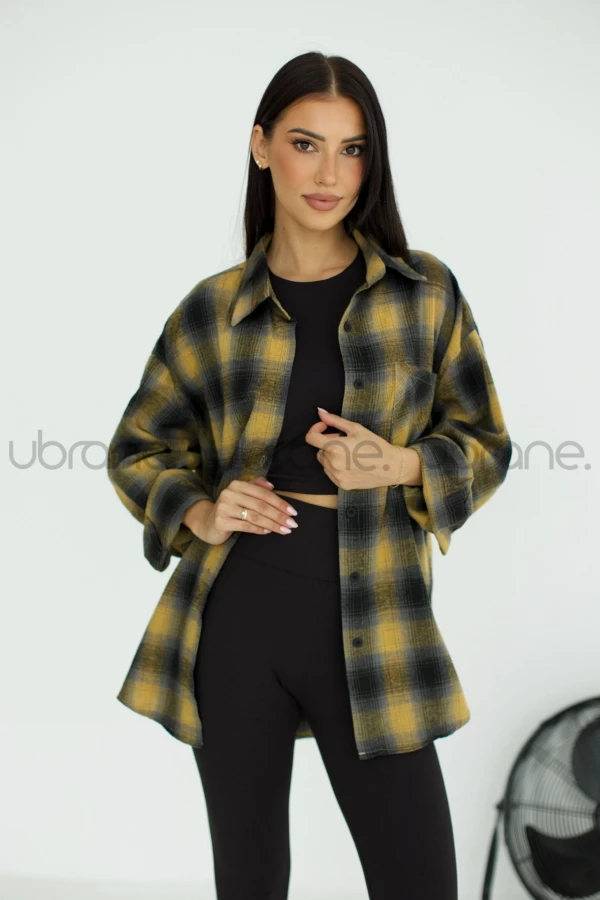 KOSZULA KRATA ZÓŁTO CZARNA KELLY