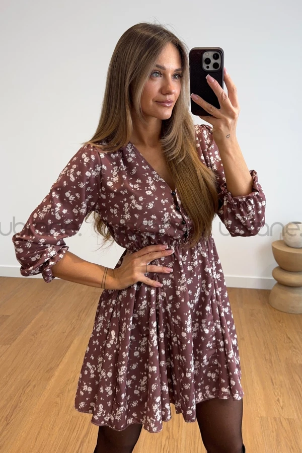 SUKIENKA MILANO KRÓTKA MOCCA W KWIATY