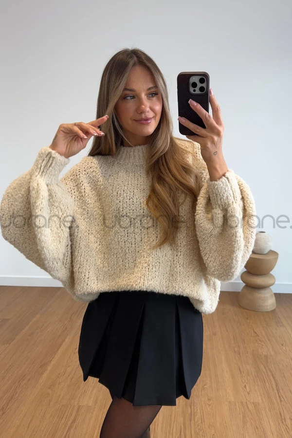 SWETER BUKLA BEŻOWY FIONA