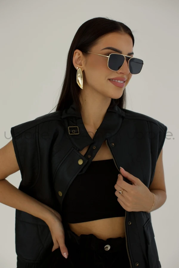 KAMIZELKA SKÓRKA CZARNA KIM 2