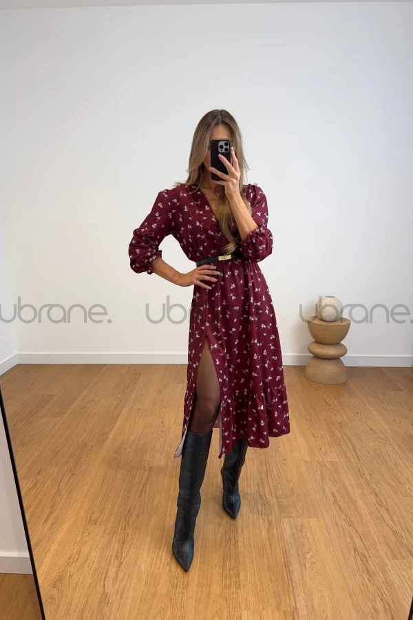 SUKIENKA MILANO MIDI BORDO W KWIATY