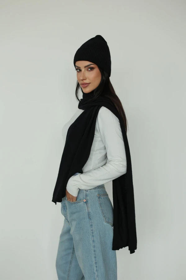 ZESTAW KASZMIR CZAPKA SZALIK CZARNY