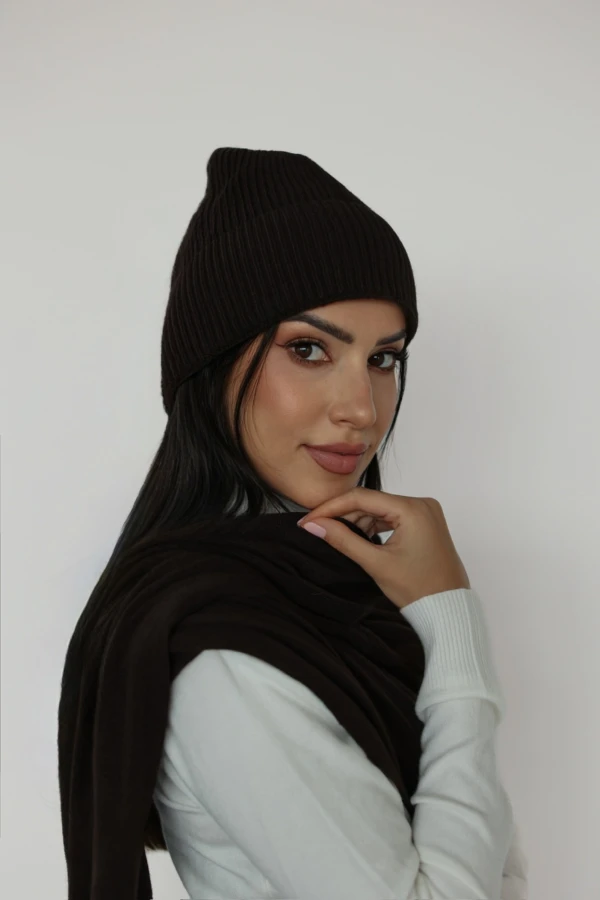 ZESTAW KASZMIR CZAPKA SZALIK CZEKOLADA