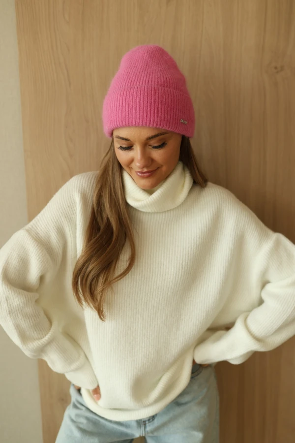 CZAPKA ANGORA RÓŻOWA