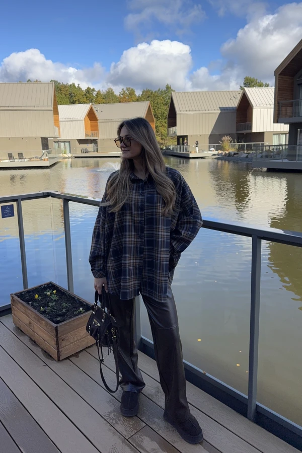 KOSZULA W KRATĘ GRANATOWA DORA