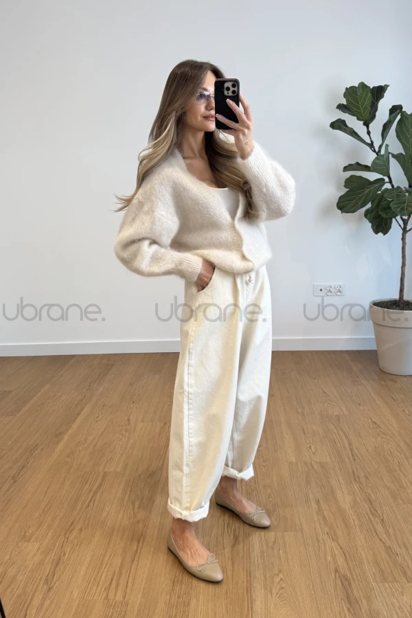 KARDIGAN 80% MOHER ABI - ECRU 2