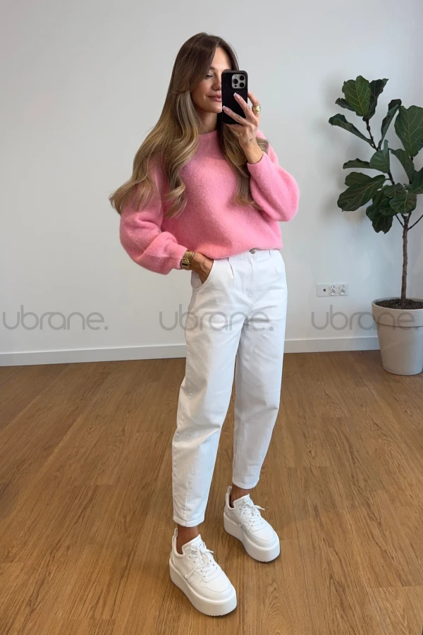 SWETER 50% BABY ALPAKA, 26% WEŁNA - RÓŻ FIONA 4