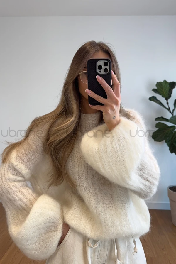 SWETER MEDIOLAN 80% KID MOHER - ŚMIETANKA