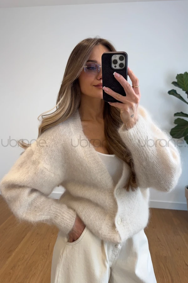 KARDIGAN 80% MOHER ABI - ECRU