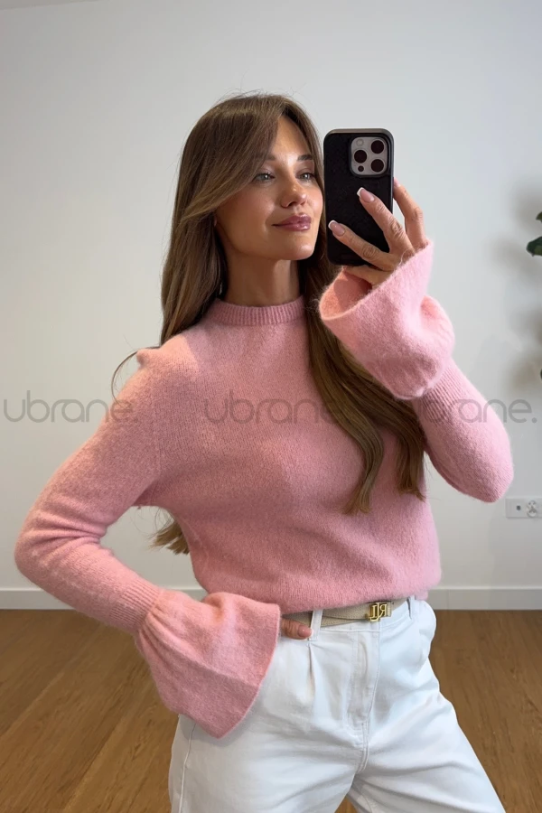 SWETER DZWONECZEK PASTELOWY RÓŻ