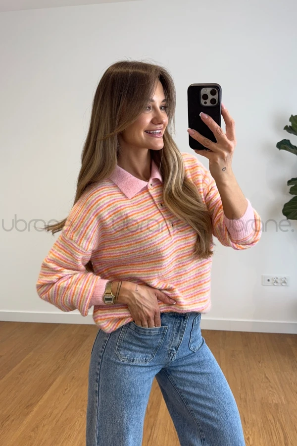 SWETER HAPPY PASTELOWY PASECZKI