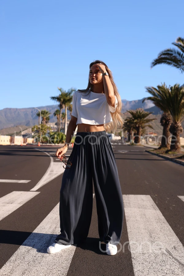 SPODNIE ADEJE Z 100% WISKOZY ANTRACYT 4