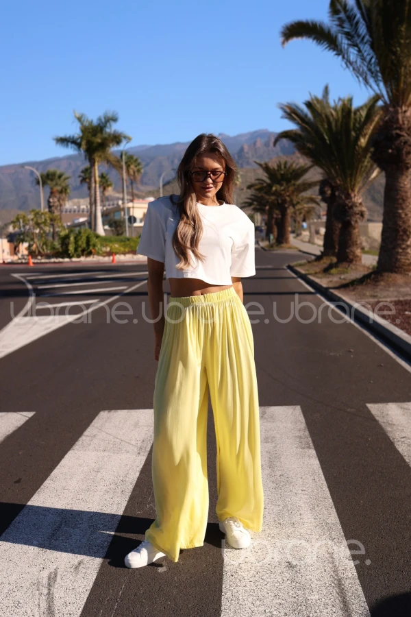 SPODNIE ADEJE Z 100% WISKOZY CYTRYNA