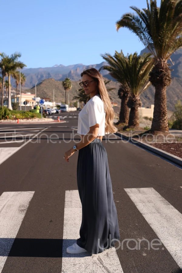 SPODNIE ADEJE Z 100% WISKOZY ANTRACYT