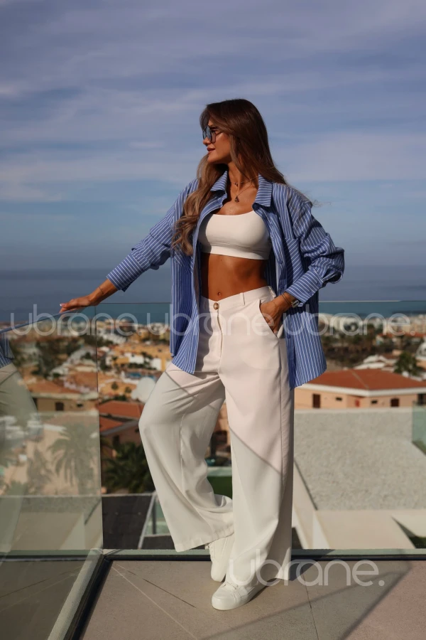 KOSZULA W PASKI BŁĘKIT FABIA - 67% BAWEŁNA 6