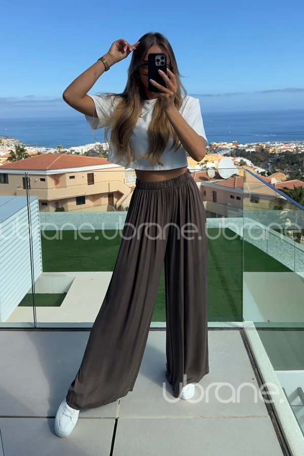 SPODNIE ADEJE Z 100% WISKOZY CZEKOLADA