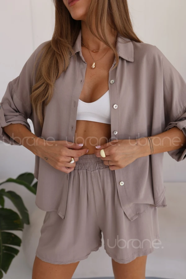 ZESTAW Z SZORTAMI MALIBU 50% WISKOZA TAUPE